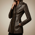 Raven Grace Double-Breasted Leather Coat