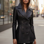 Raven Grace Double-Breasted Leather Coat