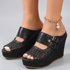 Retro Riviera Buckle Wedges