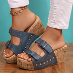 Delaney Cork Wedge Sandals