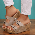 Delaney Cork Wedge Sandals