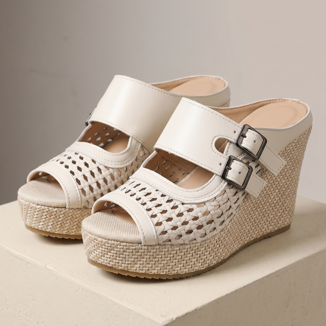 Retro Riviera Buckle Wedges
