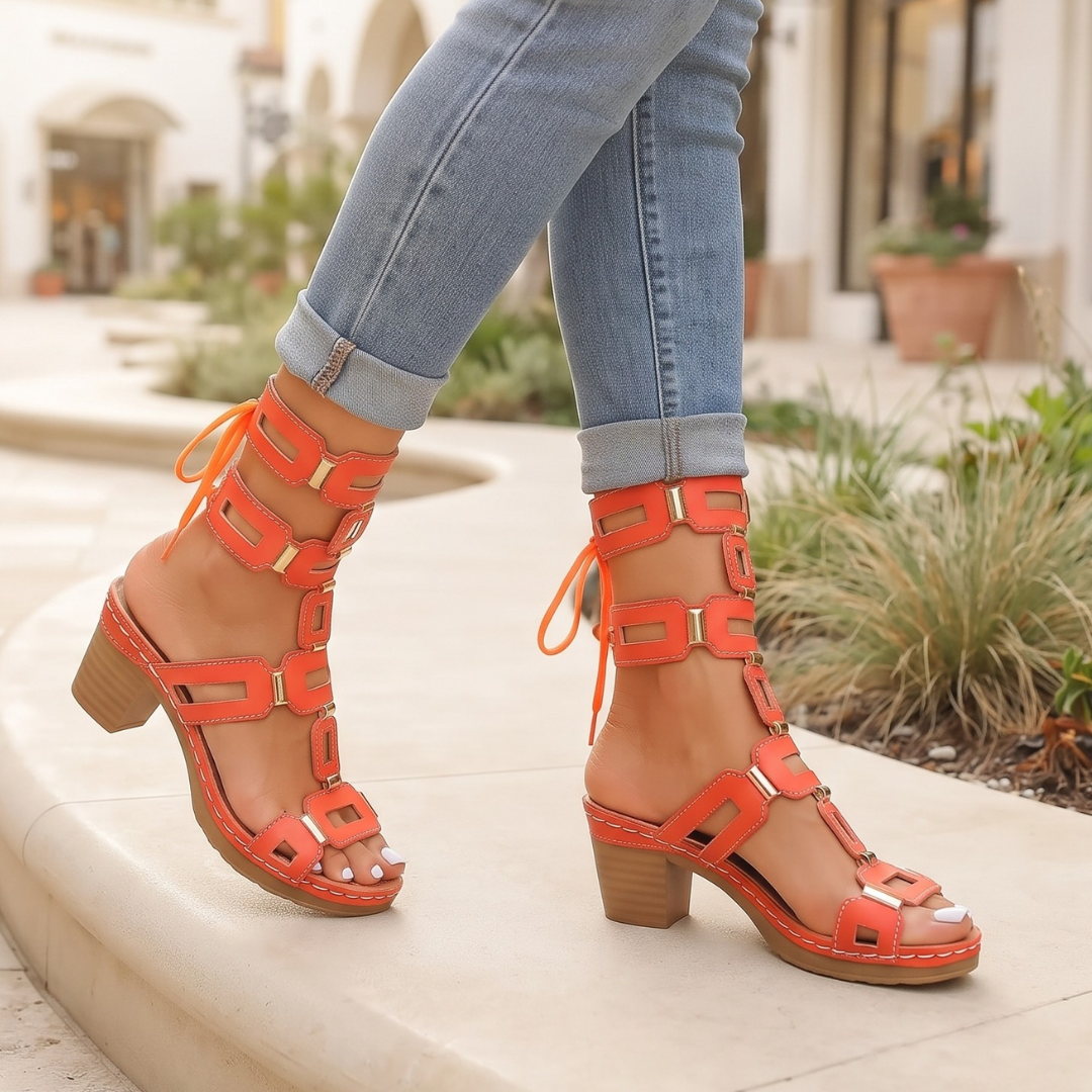 Aviana Geometric Lace-Up Sandal
