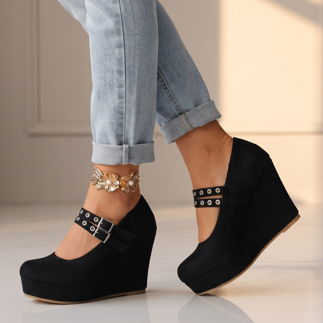 Sadie Double Buckle Wedge