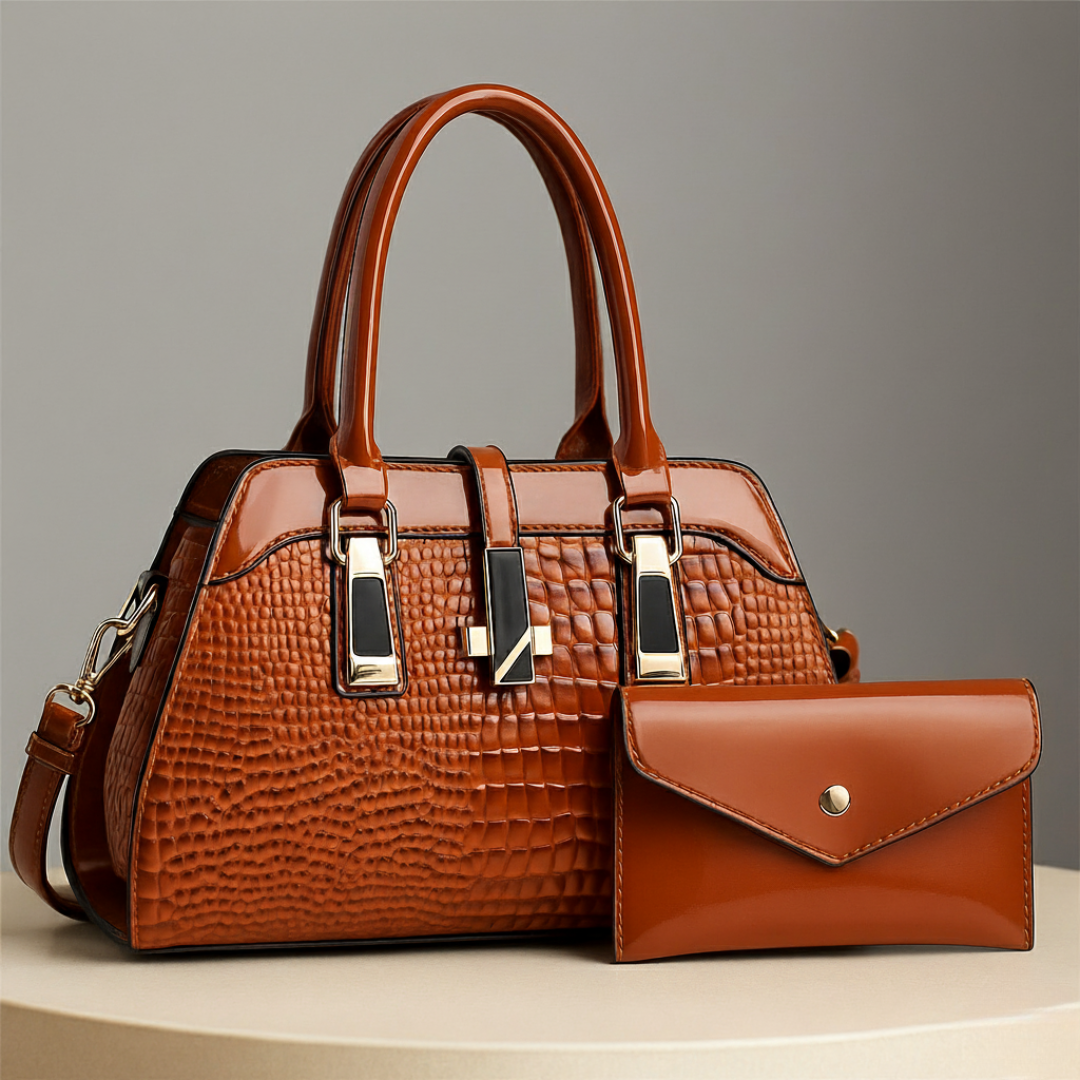 Verona Croc Handbag Set