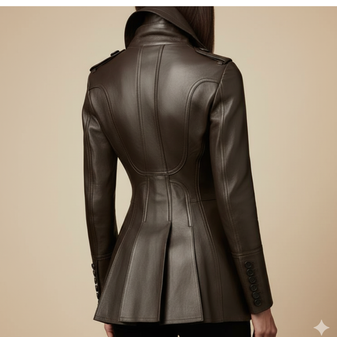 Raven Grace Double-Breasted Leather Coat