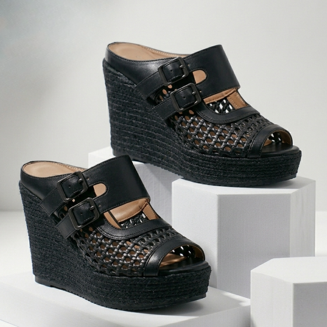 Retro Riviera Buckle Wedges
