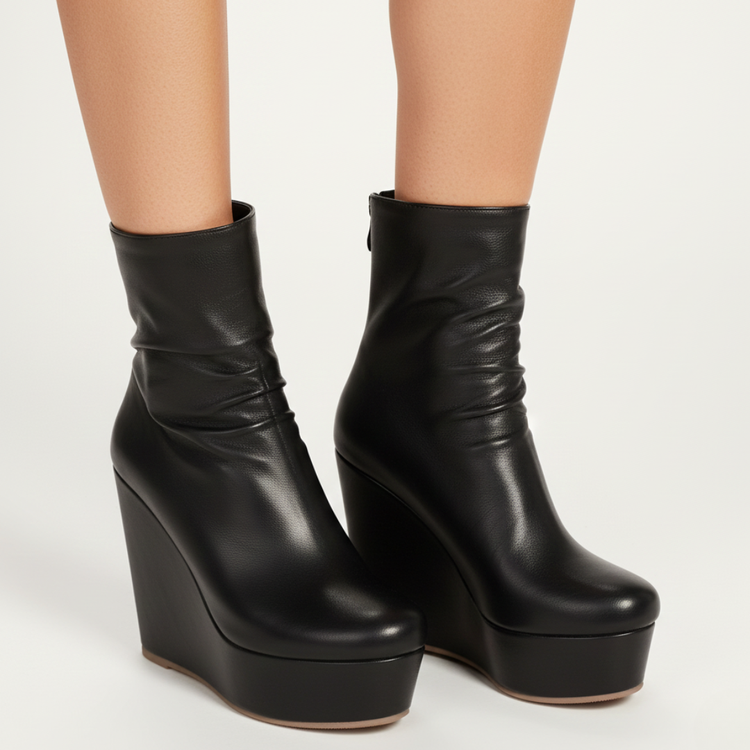 Selene Ruched Platform Wedges