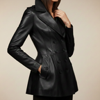 Raven Grace Double-Breasted Leather Coat
