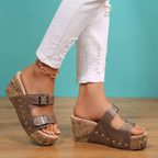Delaney Cork Wedge Sandals