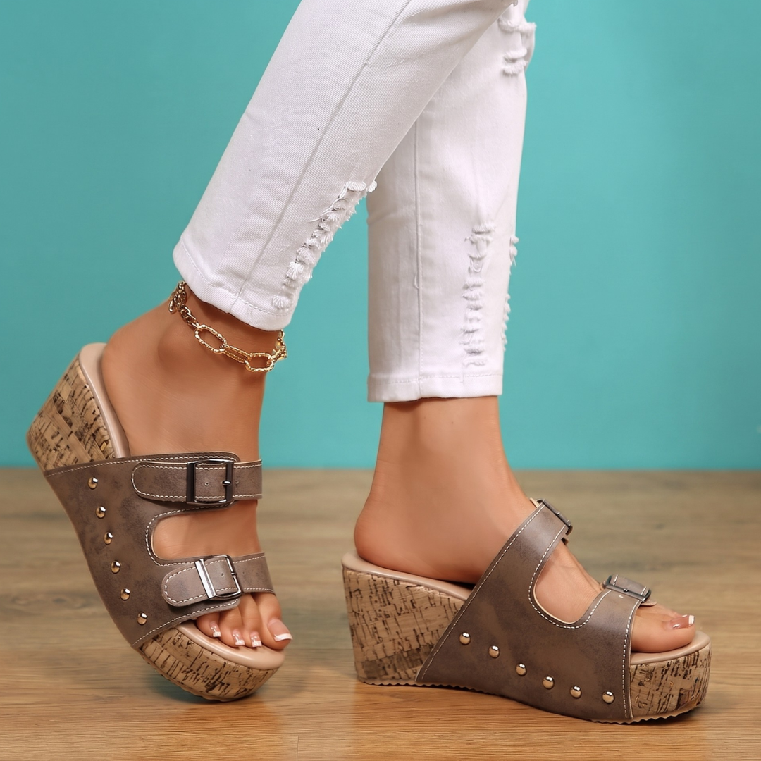 Delaney Cork Wedge Sandals