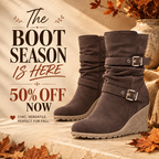 The Corinne Buckle Wedge Boots