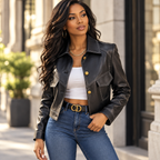 Elena Cropped Leather Jacket
