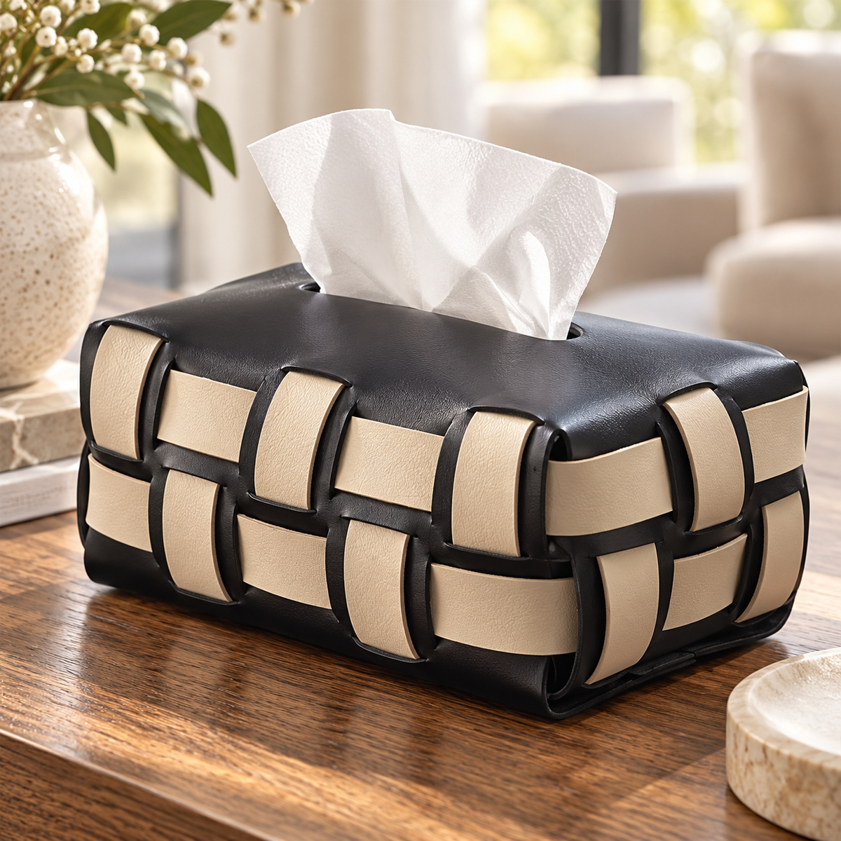 The Beaumont Checkerboard Tissue Box