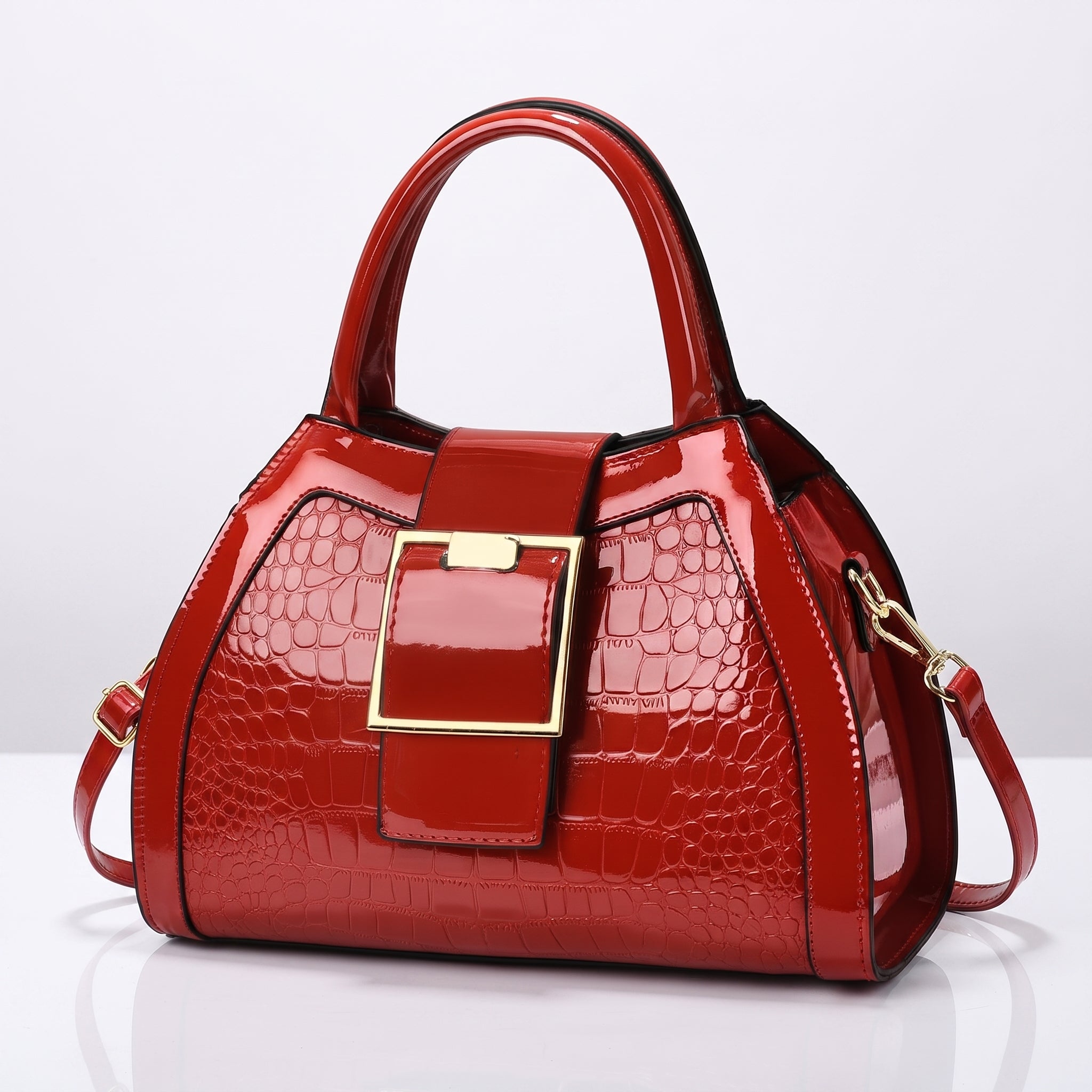 Wellington Croc-Embossed Satchel