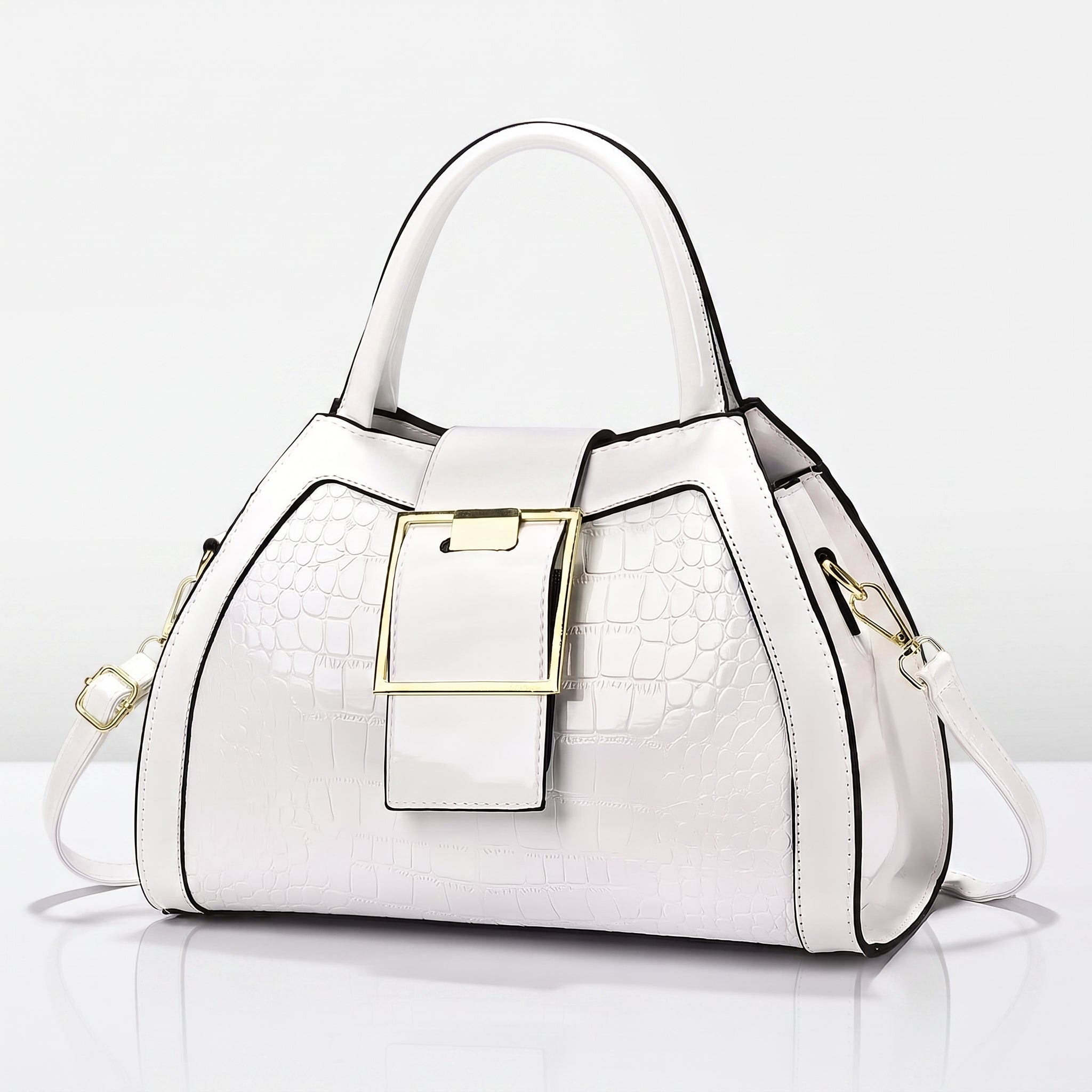 Wellington Croc-Embossed Satchel