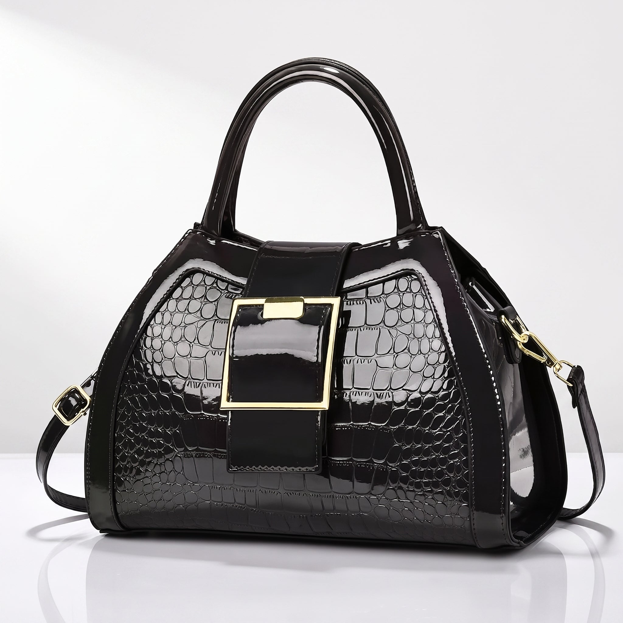 Wellington Croc-Embossed Satchel