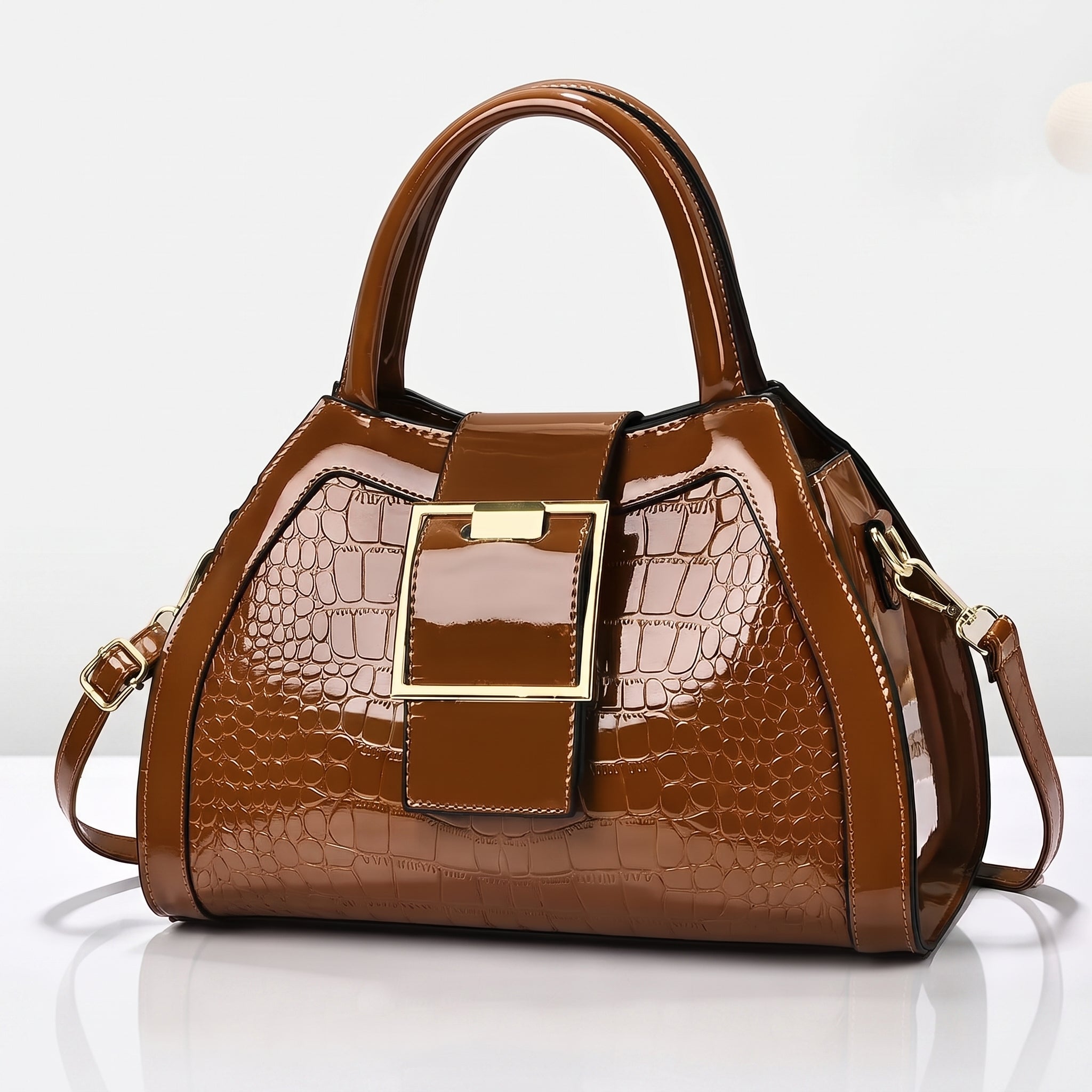 Wellington Croc-Embossed Satchel
