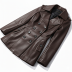 Raven Grace Double-Breasted Leather Coat