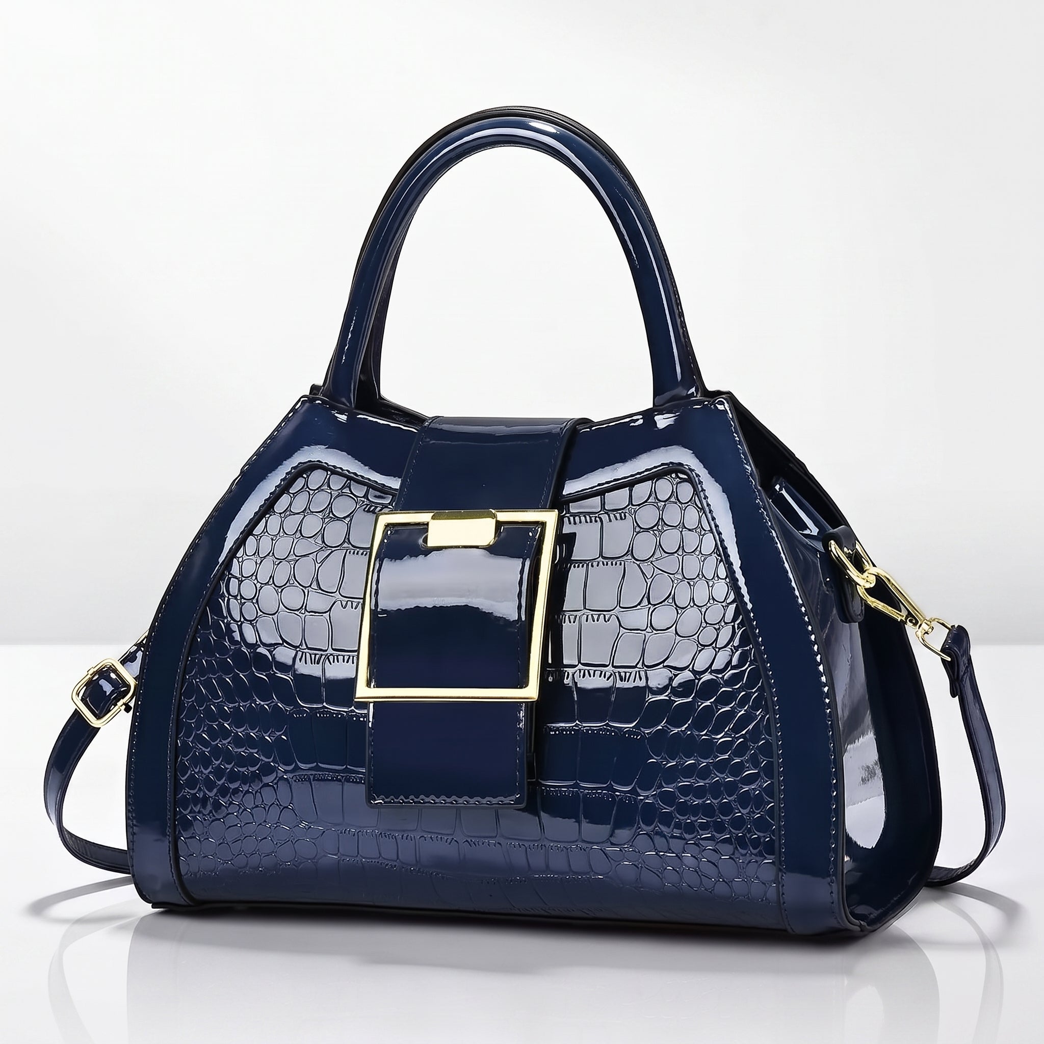 Wellington Croc-Embossed Satchel