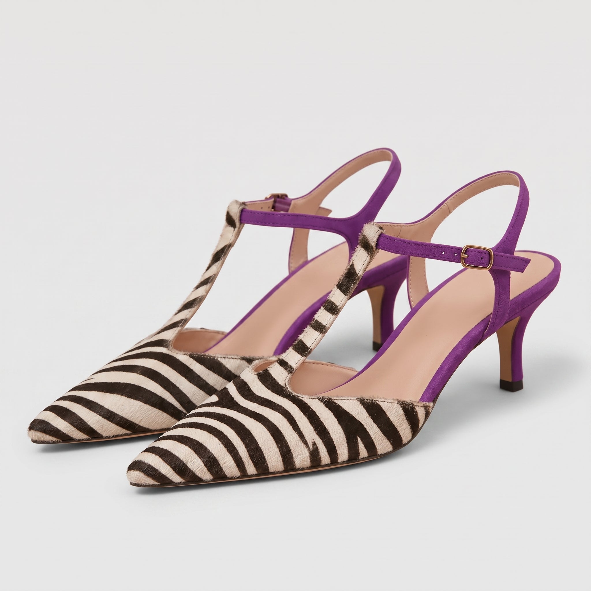 Davina Zebra Print T-Strap Pump
