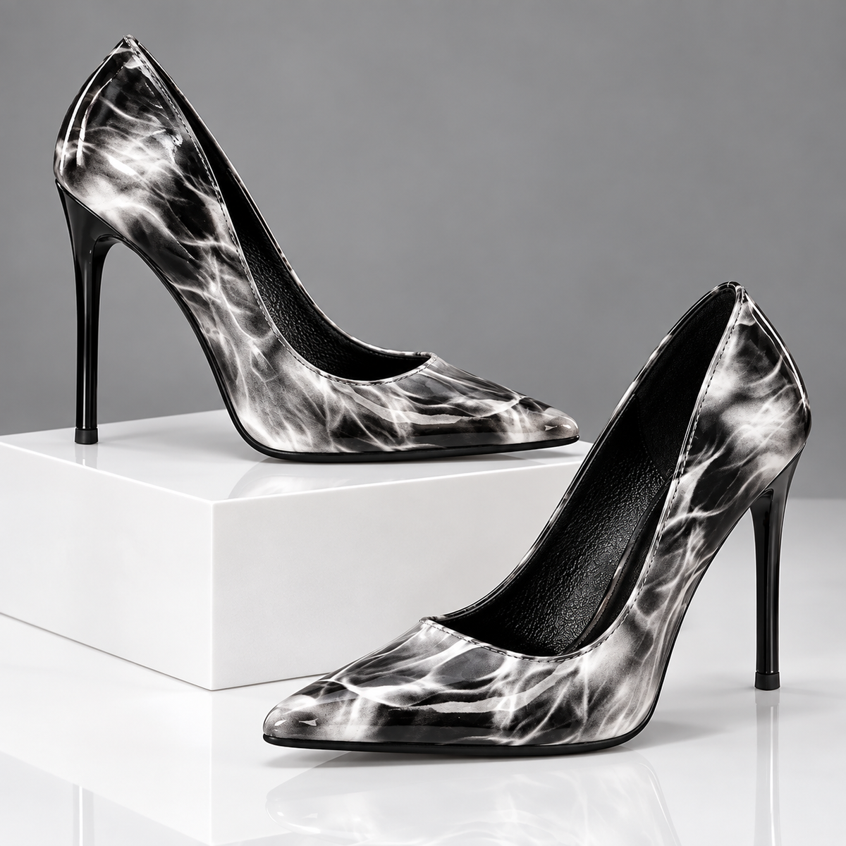 The Evelina Marble Pointed Heels
