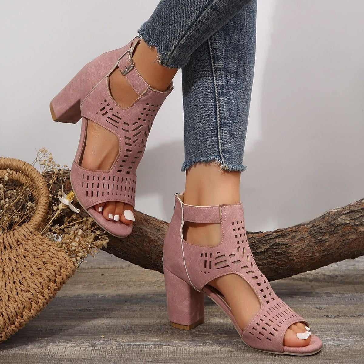Reba Charm Peep Toe Heels
