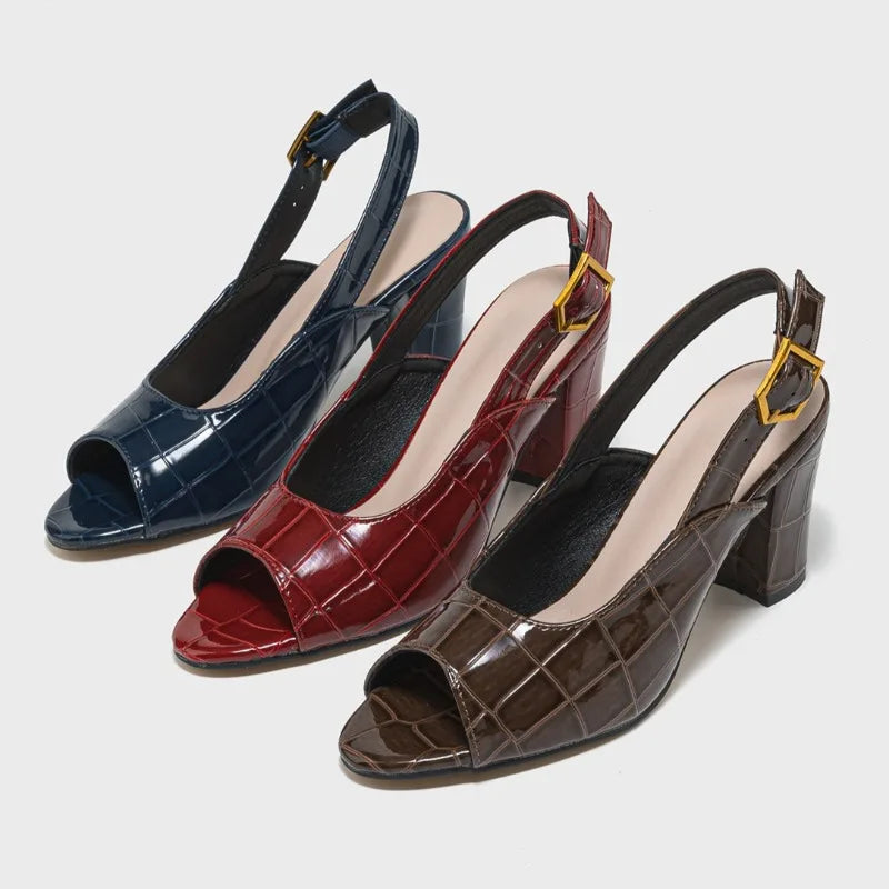 Marlowe Croc Slingback Heels