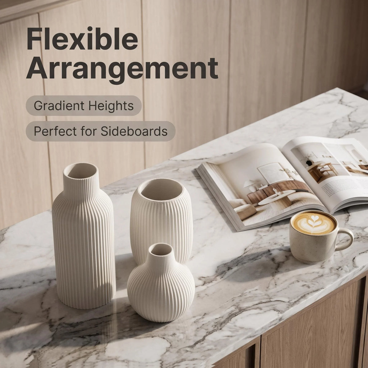 The Novella Ribbed Vase Set