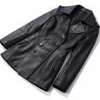 Raven Grace Double-Breasted Leather Coat