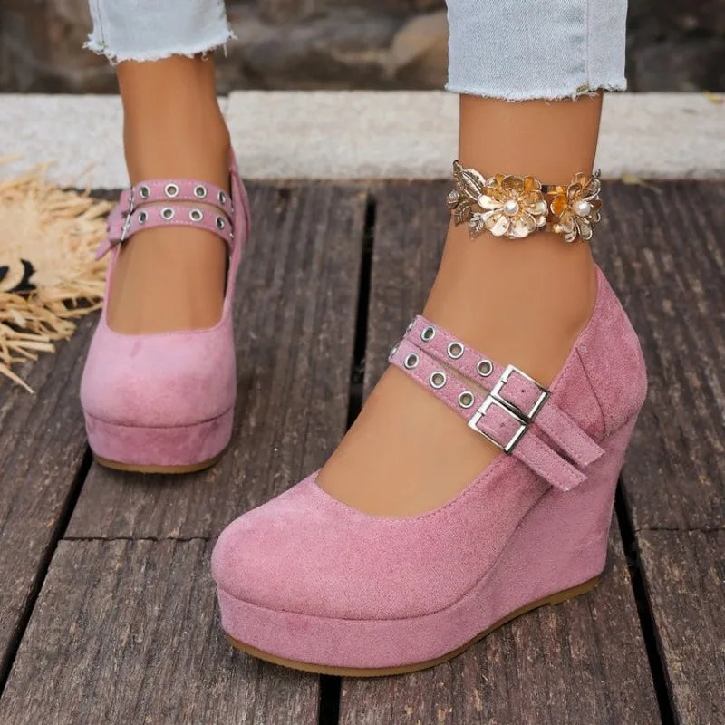 Sadie Double Buckle Wedge