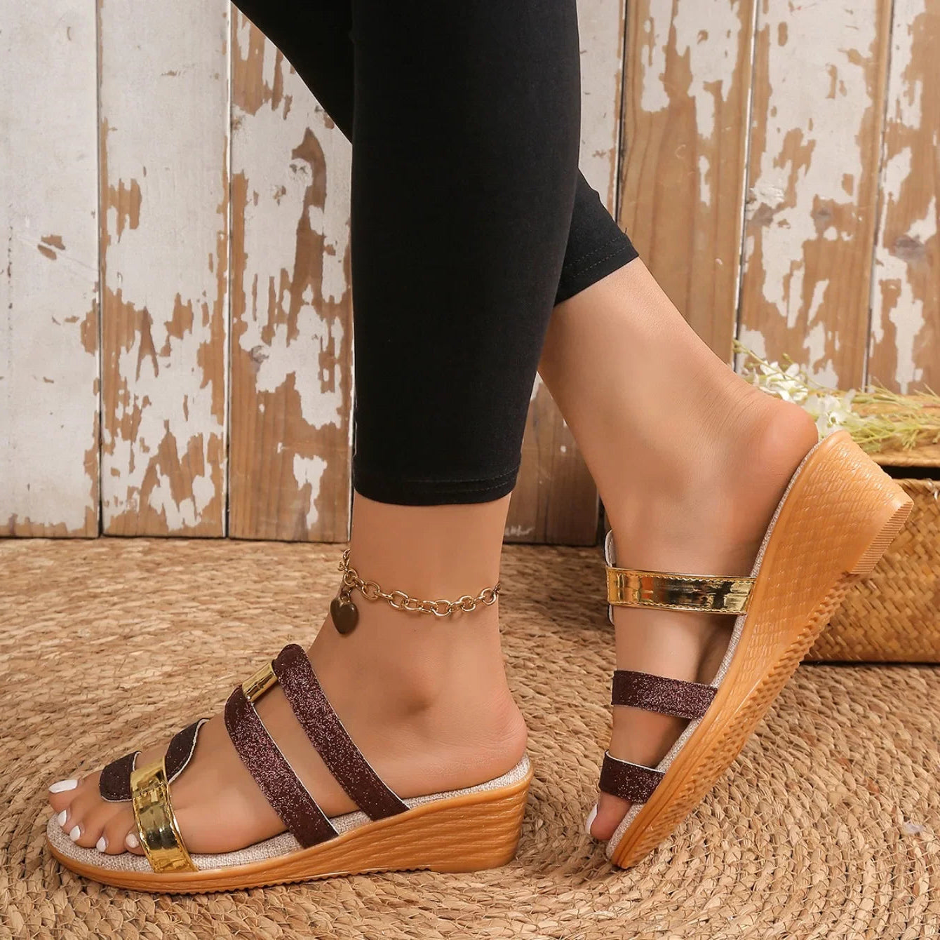 Shimmer Strap Sandals