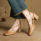 Hazel Cross-Strap Block Heel Slingback