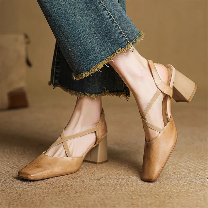 Hazel Cross-Strap Block Heel Slingback