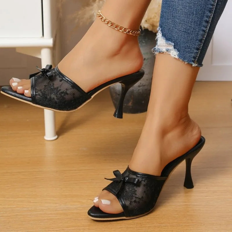 The Vivienne Bow Lace Heel