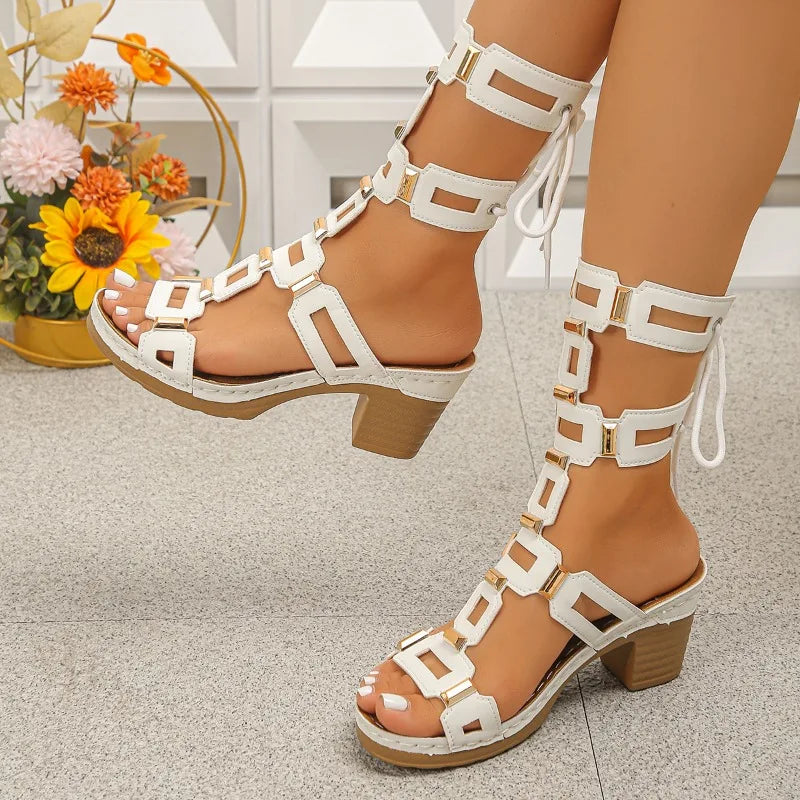 Aviana Geometric Lace-Up Sandal