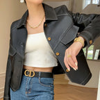 Elena Cropped Vegan Leather Jacket