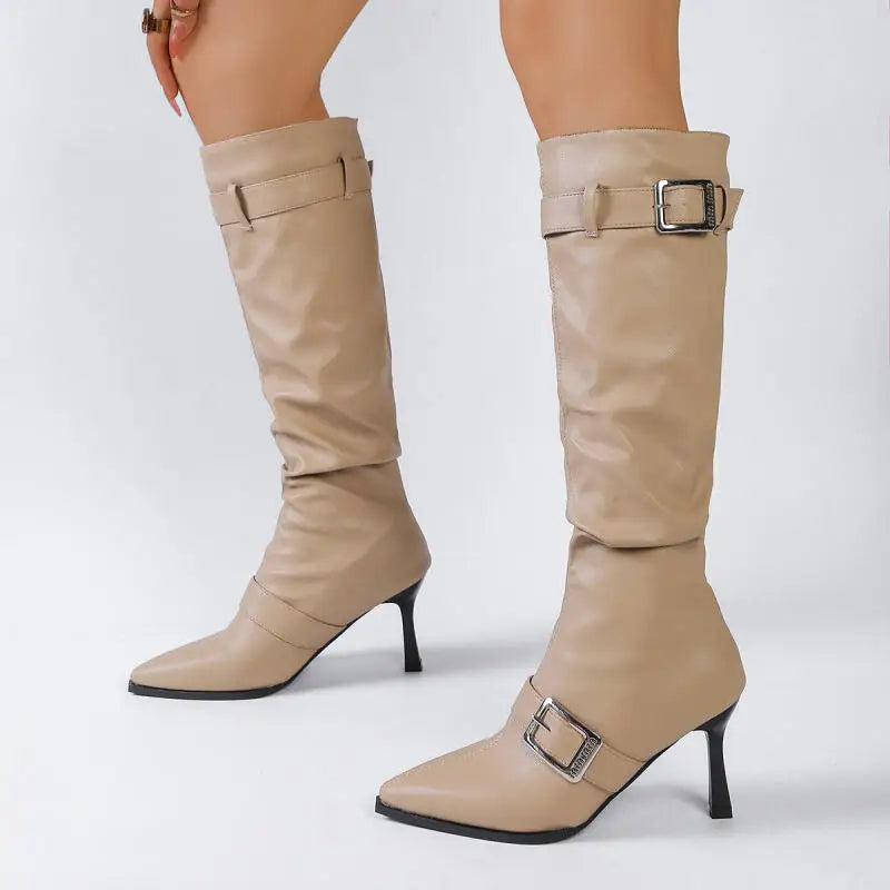 The Sloane Buckle Knee-High Boots