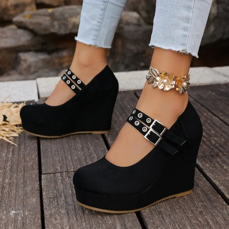 Sadie Double Buckle Wedge