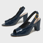 Marlowe Croc Slingback Heels