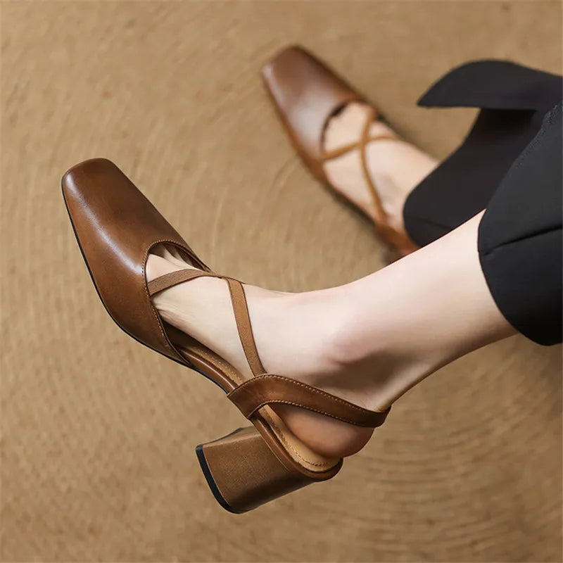 Hazel Cross-Strap Block Heel Slingback