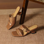 Klara Genuine Leather Buckle Mule