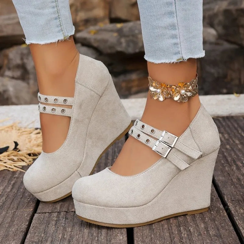 Sadie Double Buckle Wedge