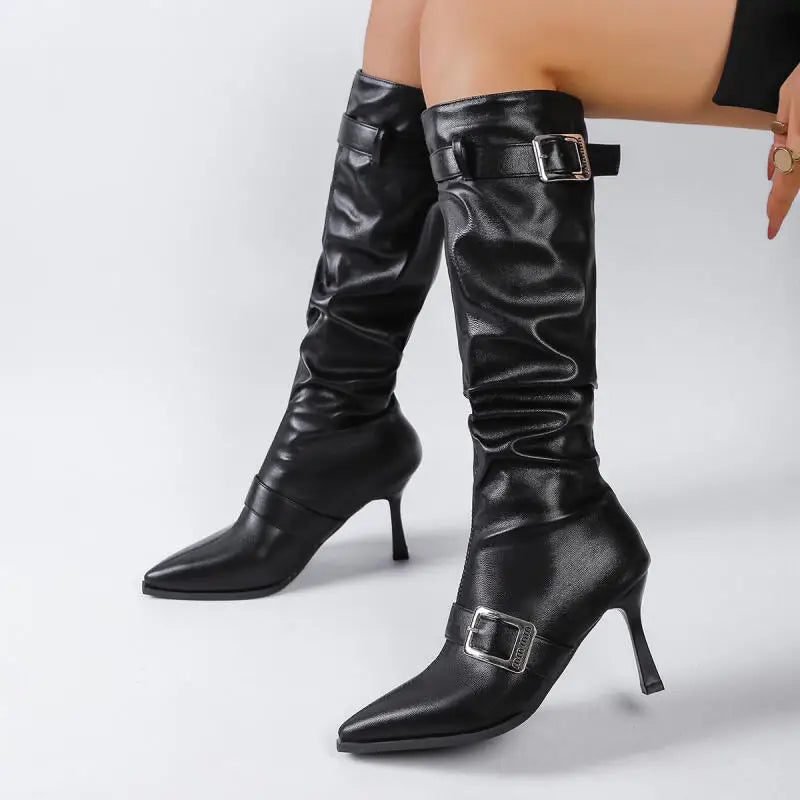 The Sloane Buckle Knee-High Boots