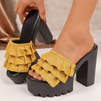 Camille Ruffle Platform Heels