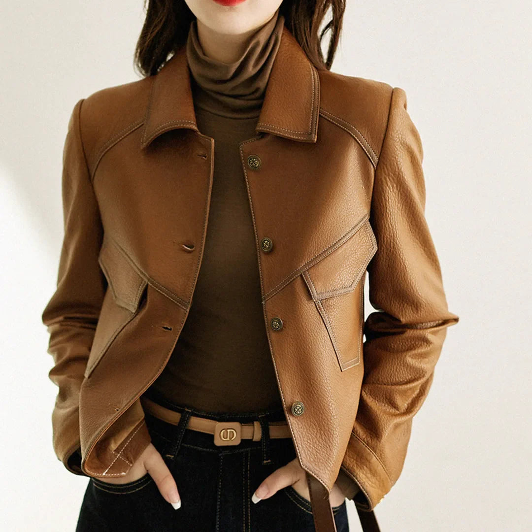 Elena Cropped Vegan Leather Jacket