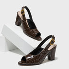 Marlowe Croc Slingback Heels