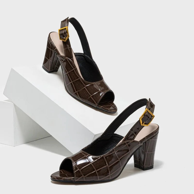 Marlowe Croc Slingback Heels