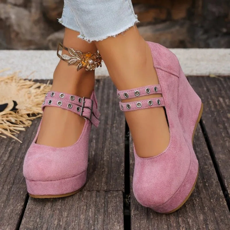 Sadie Double Buckle Wedge
