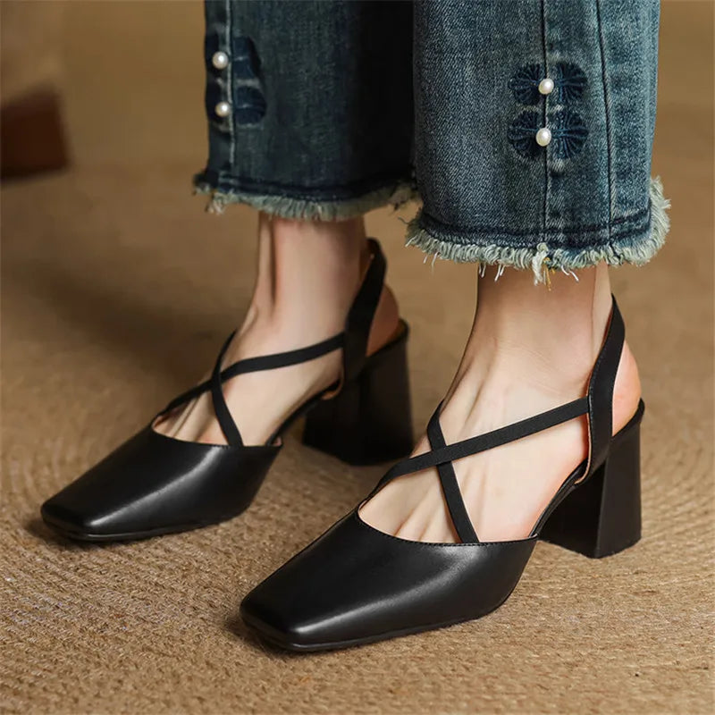 Hazel Cross-Strap Block Heel Slingback